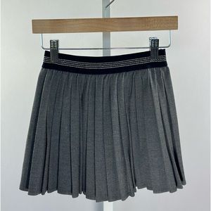 JACADI - Grey Pleated Skirt with Elastic Blue and Silver Thread Waist